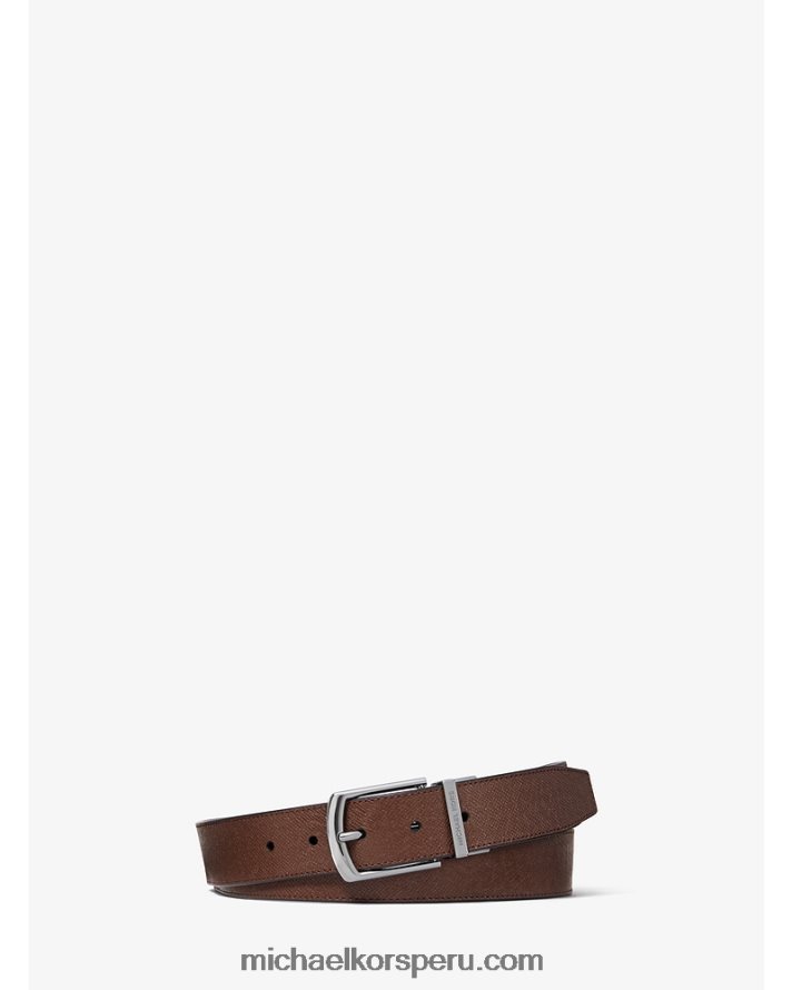 Z48V3335 moca/negro hombres Michael Kors cinturón de piel flor cruzada