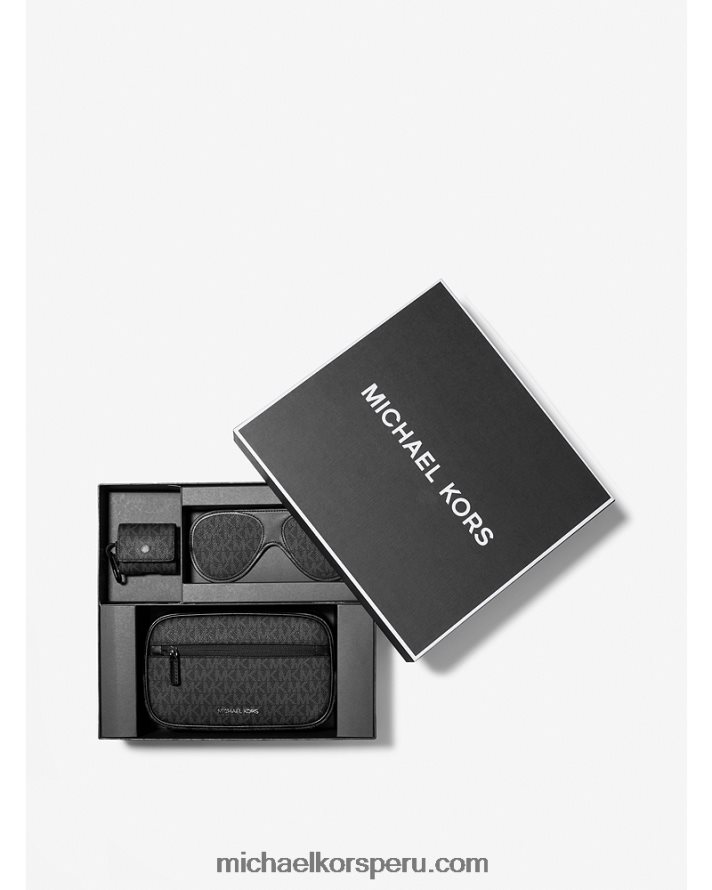 Z48V3340 negro hombres Michael Kors Set de regalo de viaje 3 en 1 con logo