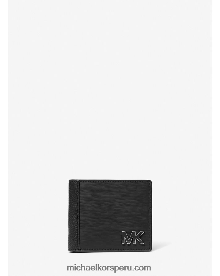 Z48V3206 negro hombres Michael Kors billetera de cuero hudson