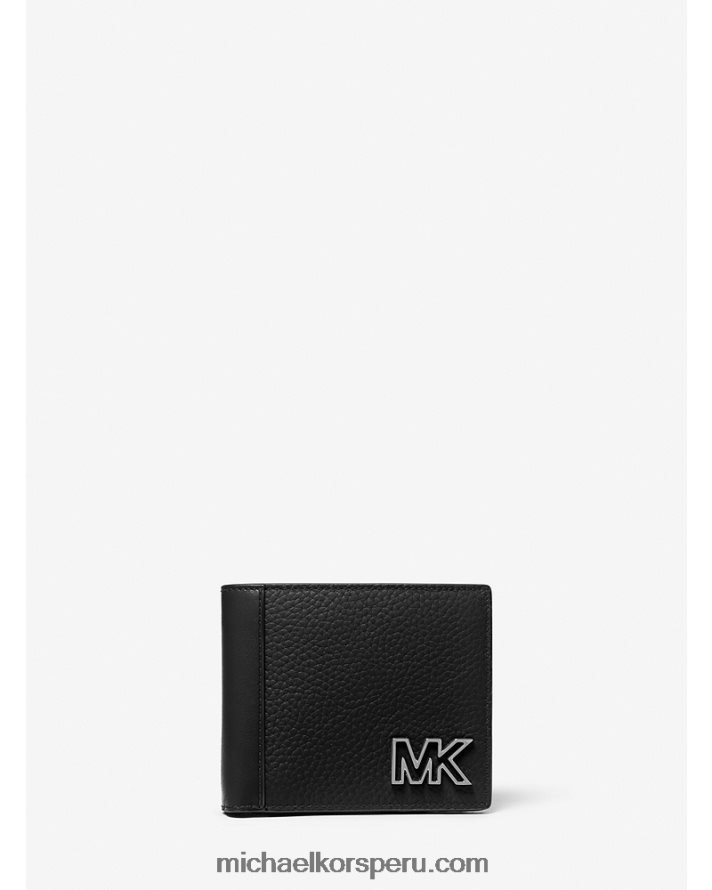 Z48V3224 negro hombres Michael Kors billetera de cuero cobrizo