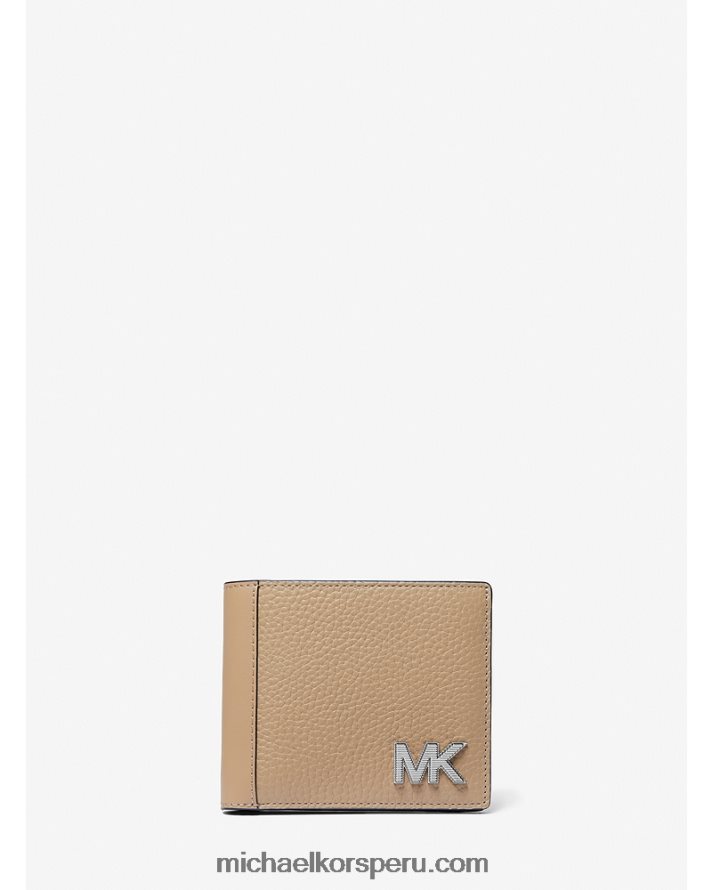 Z48V3234 camello hombres Michael Kors billetera de cuero hudson