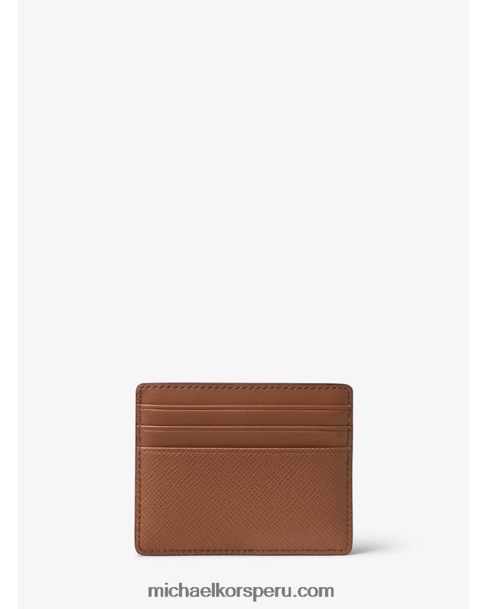 Z48V3240 equipaje hombres Michael Kors tarjetero alto harrison de piel de grano cruzado