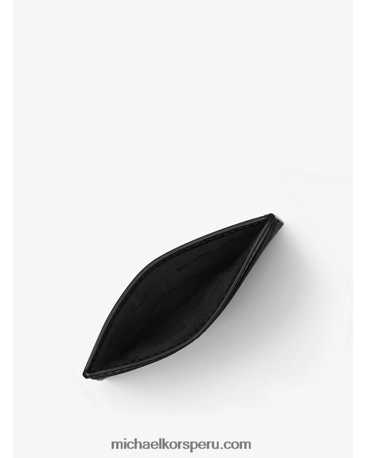 Z48V3242 negro hombres Michael Kors tarjetero alto harrison de piel de grano cruzado