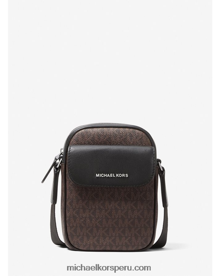 Z48V3184 marrón/negro hombres Michael Kors bolsa crossbody con logo de hudson