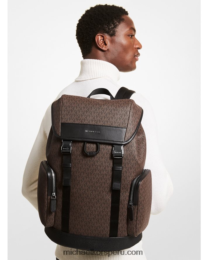 Z48V3161 marrón/negro hombres Michael Kors mochila con logo