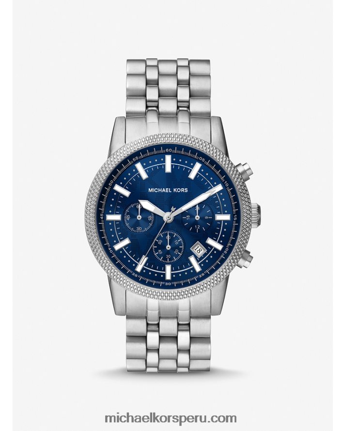 Z48V3290 plata hombres Michael Kors reloj hutton de gran tamaño