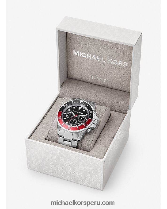 Z48V3293 plata hombres Michael Kors reloj everest de gran tamaño