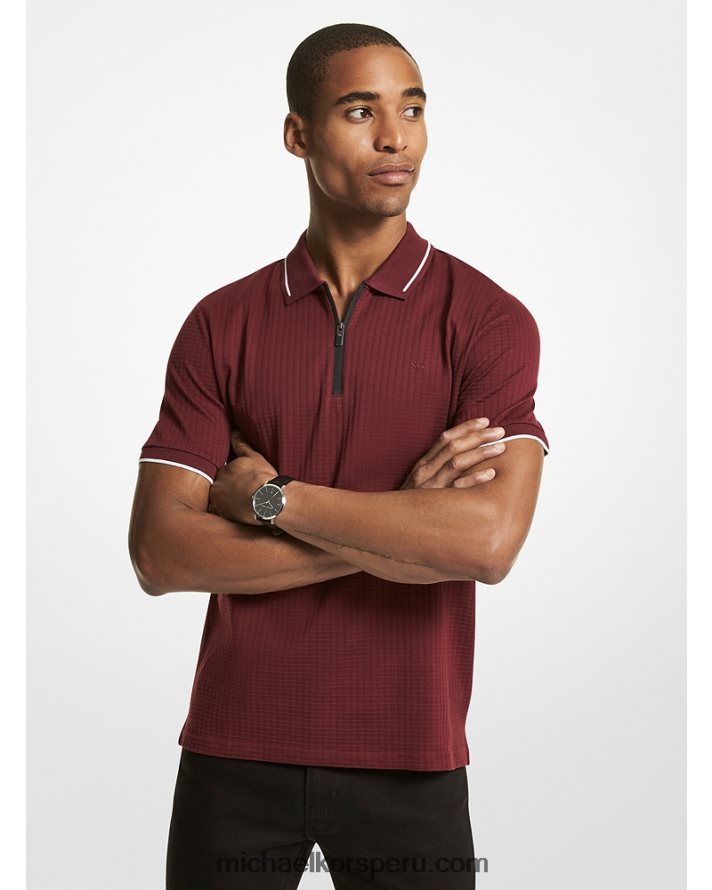 Z48V2864 merlot hombres Michael Kors playera tipo polo con tejido gofrado