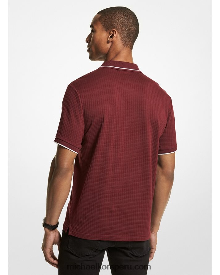 Z48V2864 merlot hombres Michael Kors playera tipo polo con tejido gofrado
