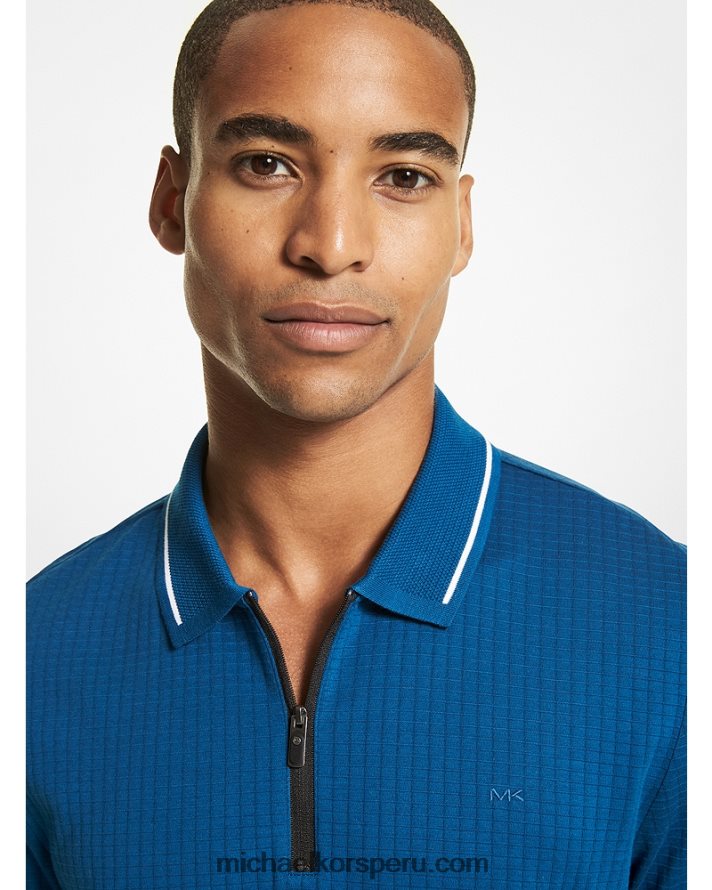 Z48V2865 río azul hombres Michael Kors playera tipo polo con tejido gofrado