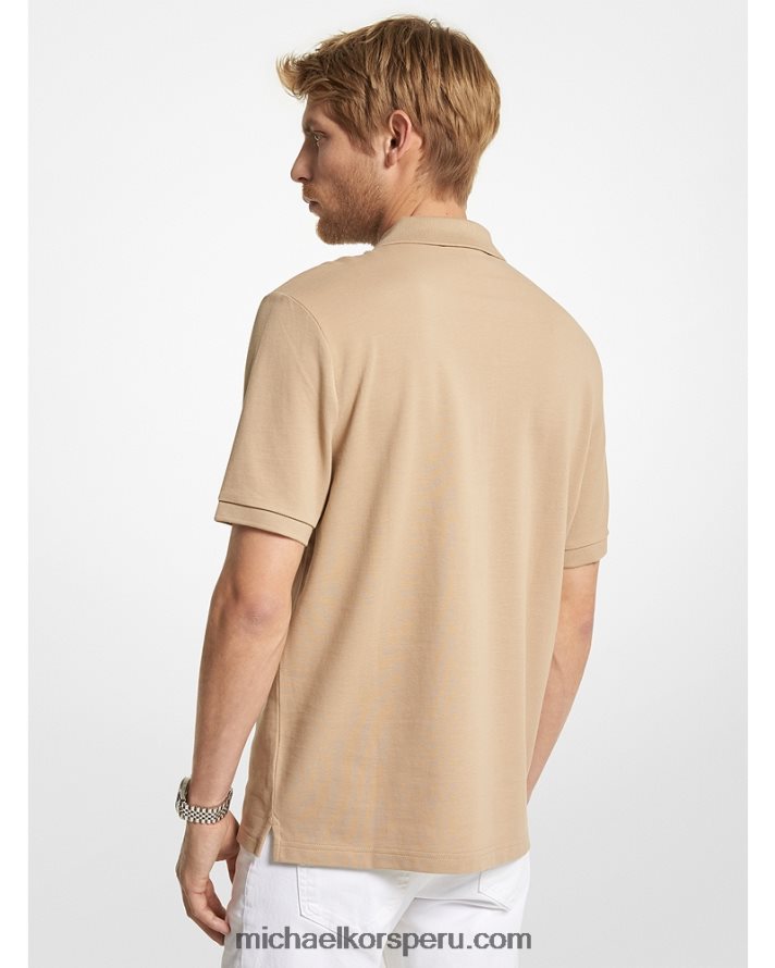 Z48V2870 caqui hombres Michael Kors polo de algodón con media cremallera