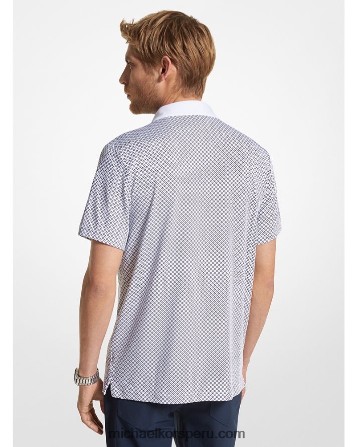 Z48V2889 blanco hombres Michael Kors playera tipo polo de jersey elástico con estampado de golf