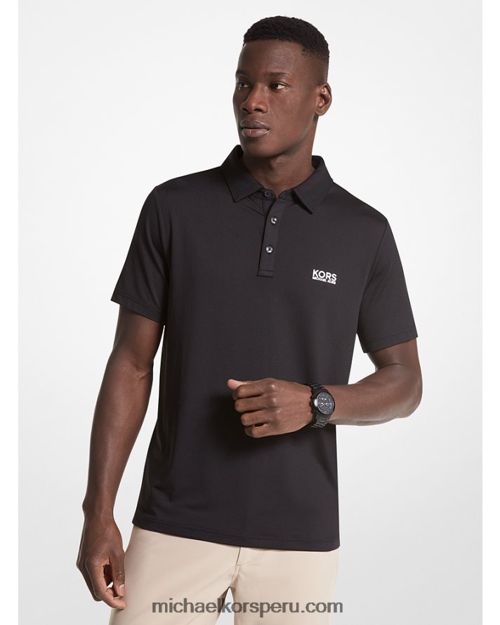 Z48V2894 negro hombres Michael Kors playera tipo polo de golf con logo