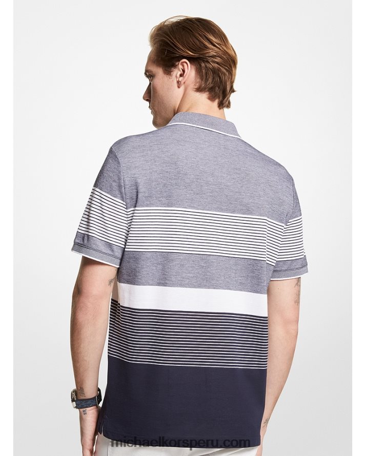 Z48V2909 medianoche hombres Michael Kors polo de piqué de mezcla de algodón a rayas