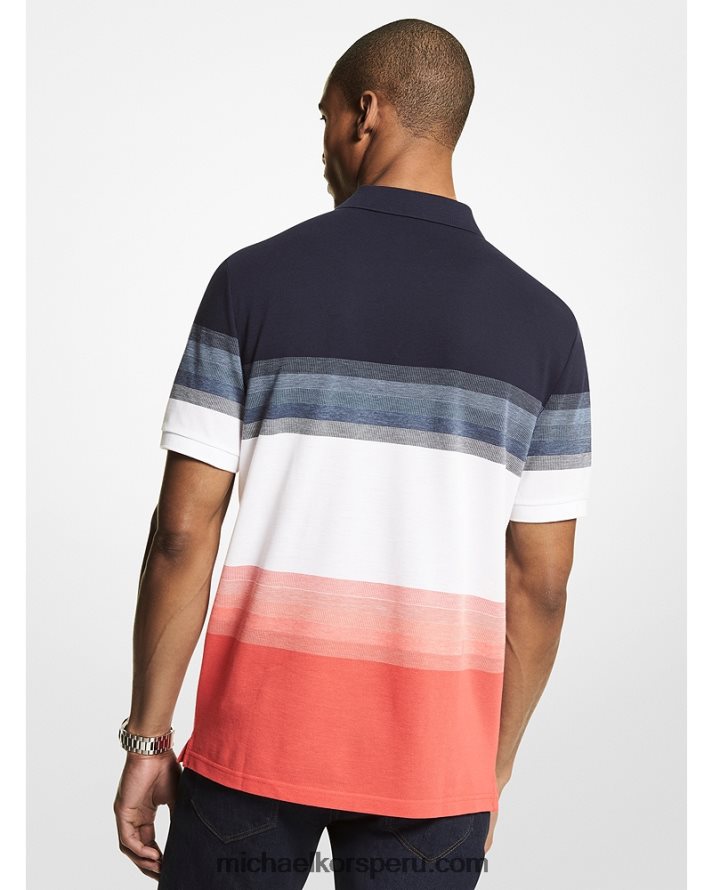 Z48V2916 sangría hombres Michael Kors polo de piqué de mezcla de algodón con rayas sombreadas