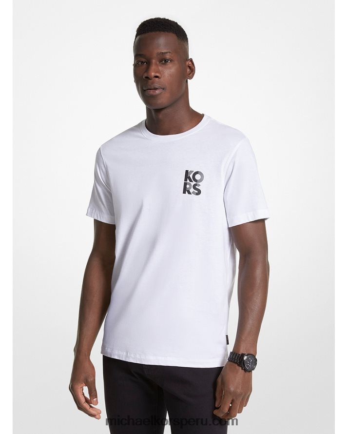 Z48V2921 blanco hombres Michael Kors playera con logo