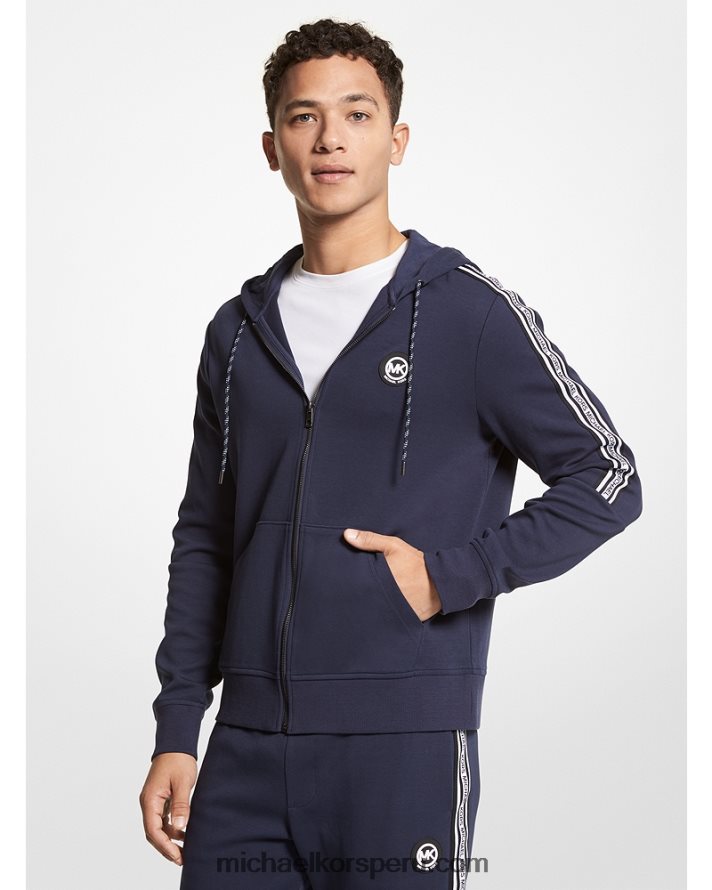 Z48V2932 medianoche hombres Michael Kors sudadera con cremallera y cinta del logo