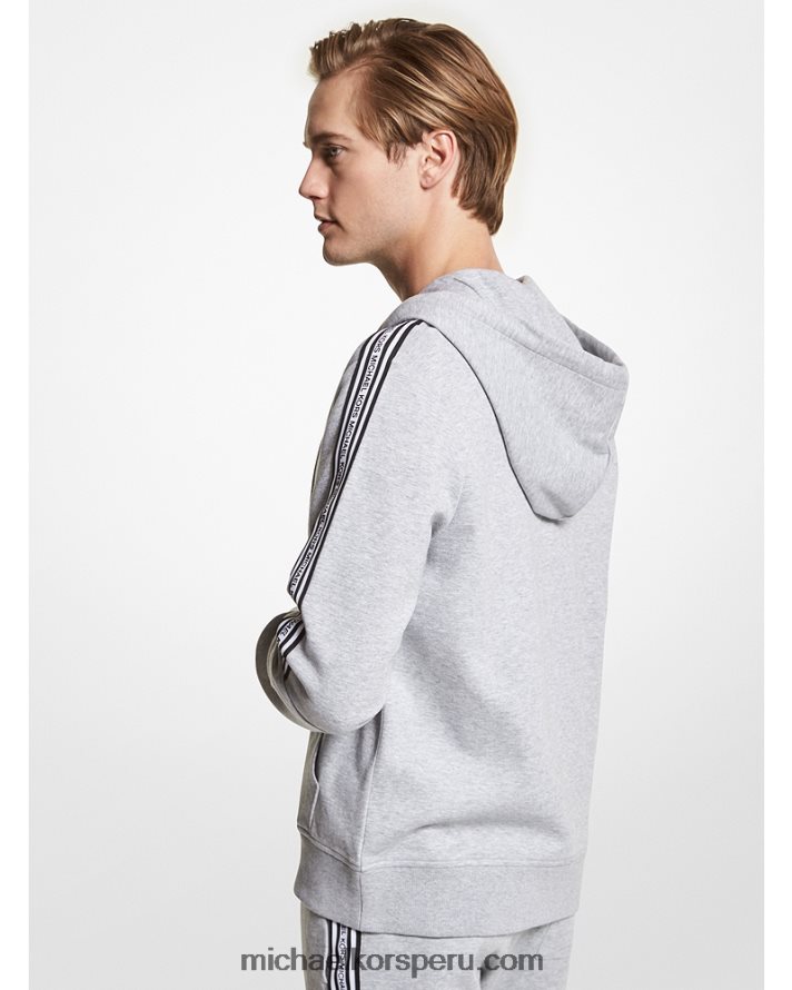 Z48V2934 cuero gris hombres Michael Kors sudadera con cremallera y cinta del logo