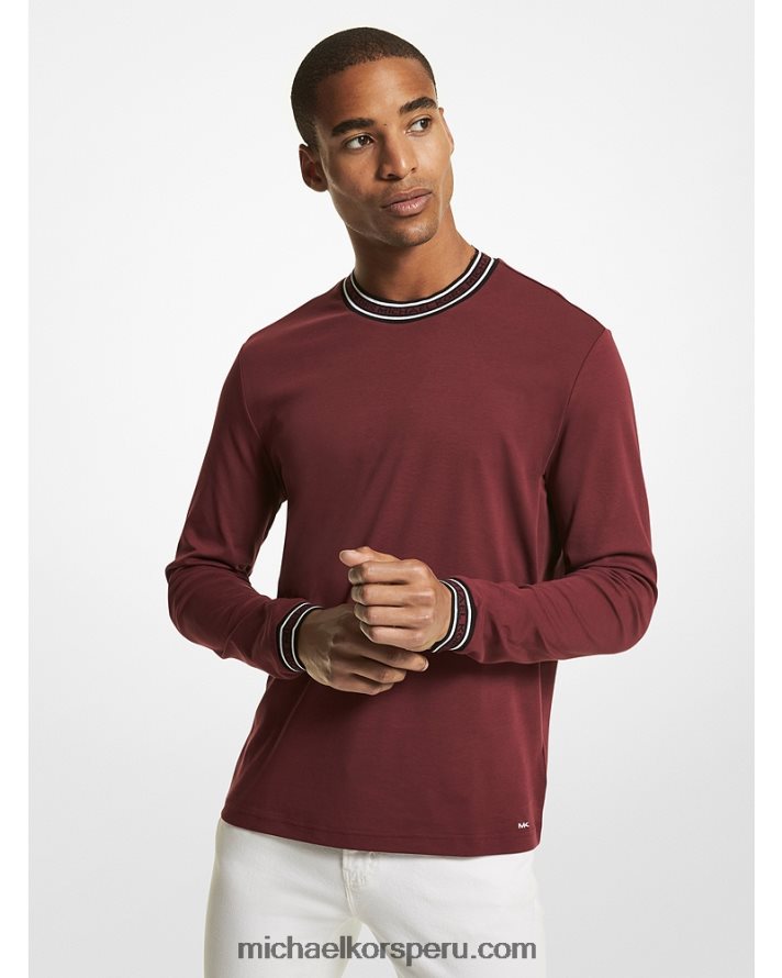 Z48V2936 merlot hombres Michael Kors sudadera con cuello redondo y cinta del logo