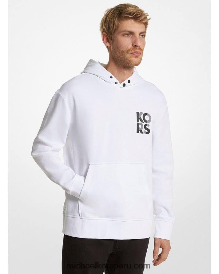 Z48V2955 blanco hombres Michael Kors sudadera con capucha y logo en mezcla de algodón
