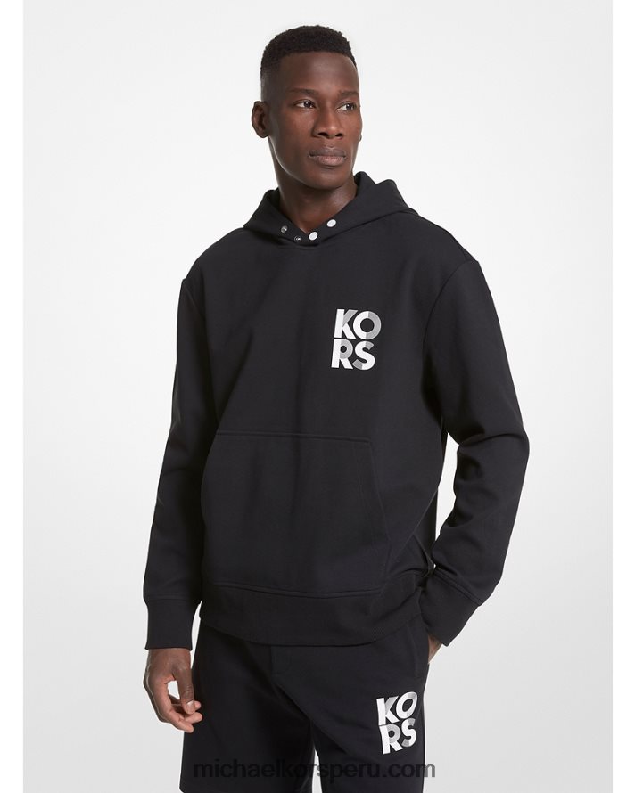 Z48V2956 negro hombres Michael Kors sudadera con capucha y logo en mezcla de algodón