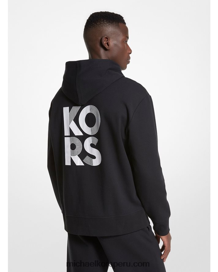 Z48V2956 negro hombres Michael Kors sudadera con capucha y logo en mezcla de algodón
