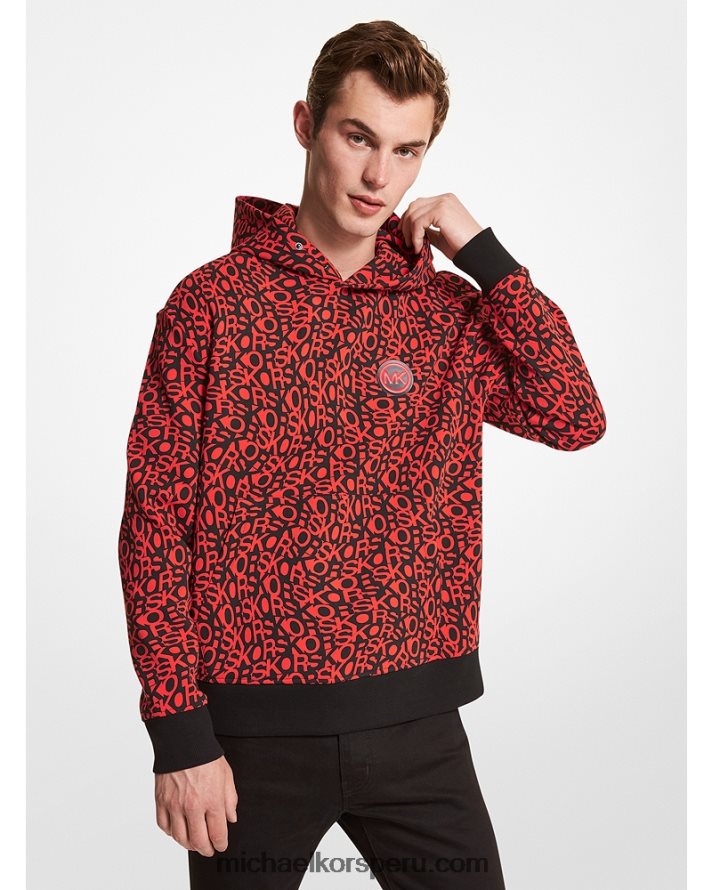 Z48V2959 rubí brillante hombres Michael Kors sudadera con capucha y logo gráfico