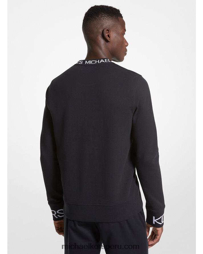 Z48V2974 negro hombres Michael Kors jersey de mezcla de algodón con cinta del logo