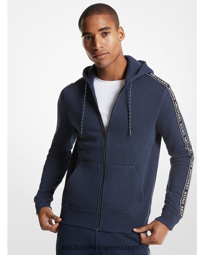 Z48V2976 medianoche hombres Michael Kors sudadera con cremallera y cinta del logo