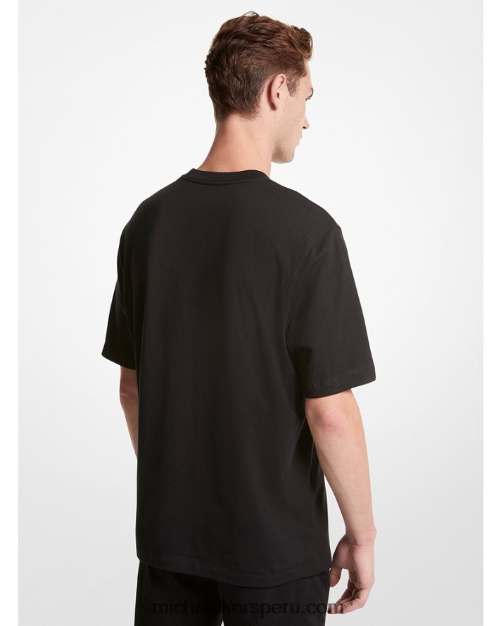 Z48V2985 negro hombres Michael Kors playera con logo bordado