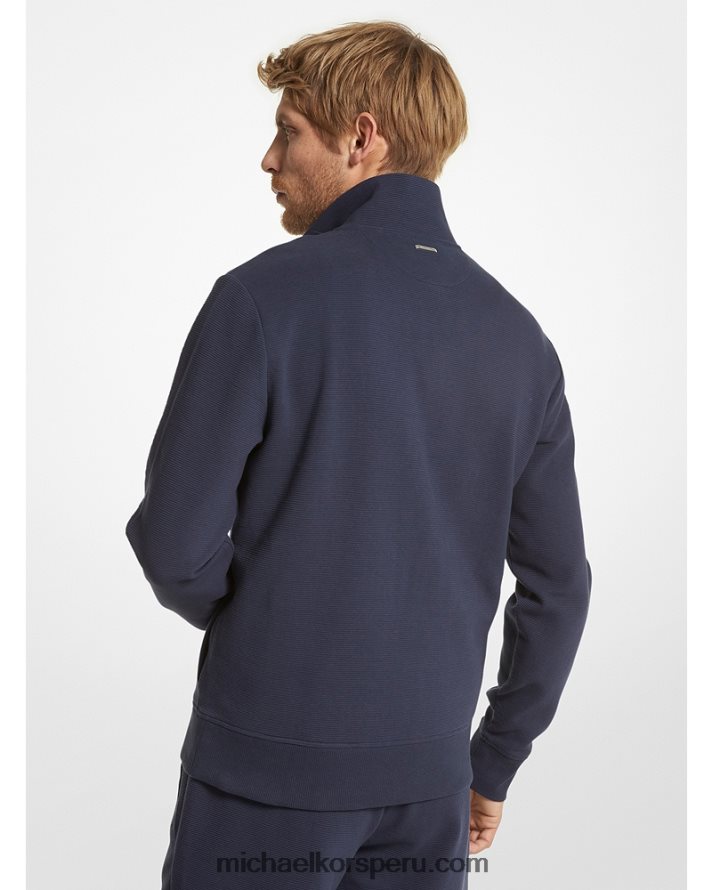 Z48V2988 medianoche hombres Michael Kors jersey de mezcla de algodón con media cremallera