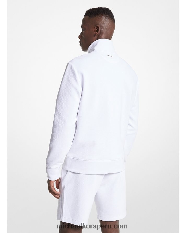 Z48V2989 blanco hombres Michael Kors jersey de mezcla de algodón con media cremallera