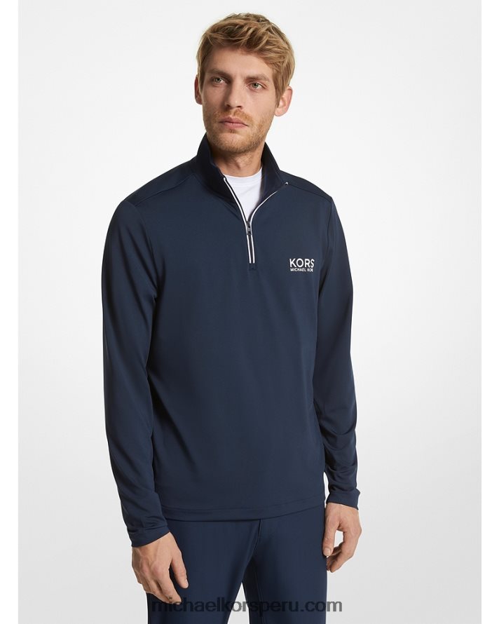 Z48V2991 medianoche hombres Michael Kors jersey de punto elástico con logo de golf y cierre de un cuarto