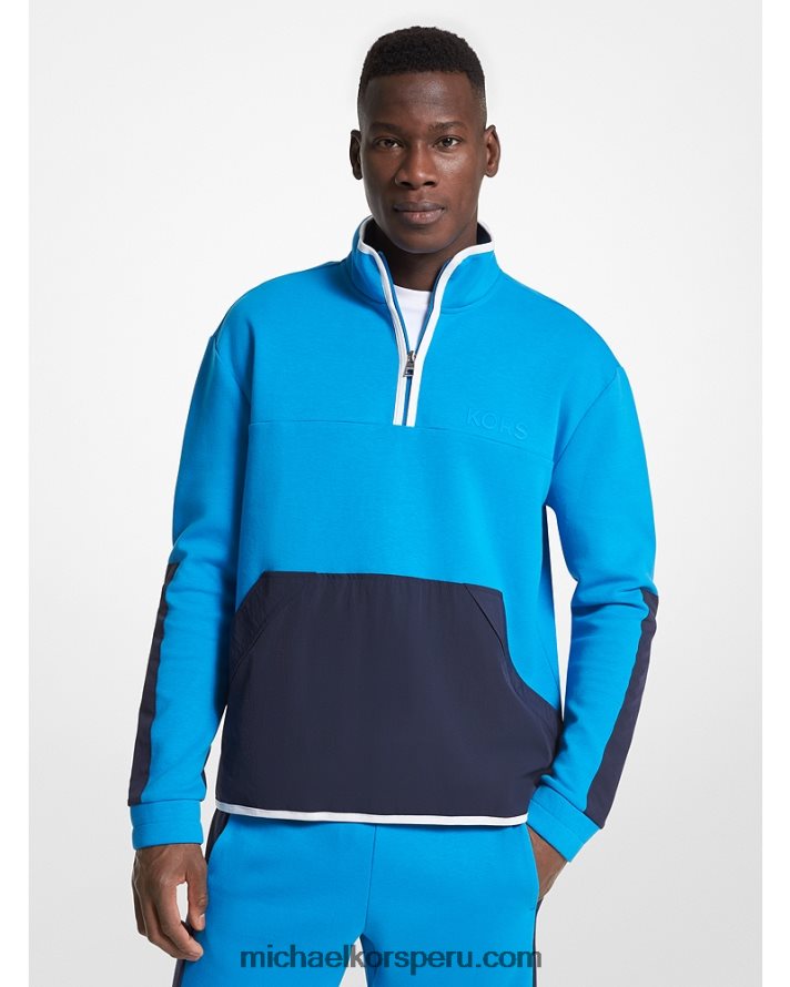 Z48V2998 cielo perfecto hombres Michael Kors sudadera de mezcla de algodón con media cremallera