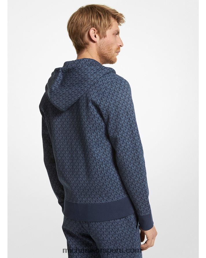 Z48V3003 medianoche hombres Michael Kors sudadera con cremallera y logo en mezcla de algodón