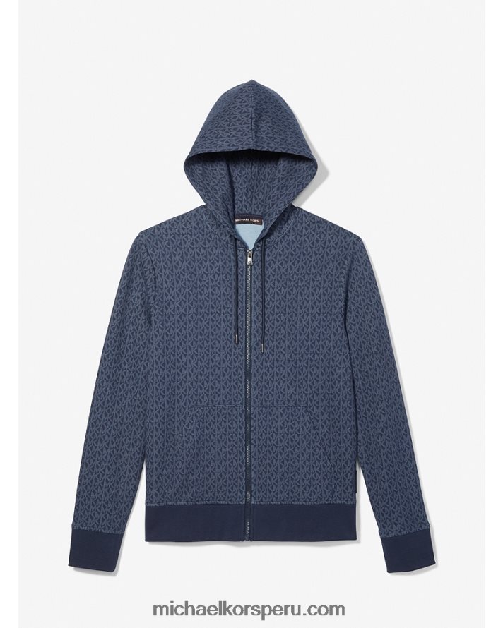 Z48V3003 medianoche hombres Michael Kors sudadera con cremallera y logo en mezcla de algodón