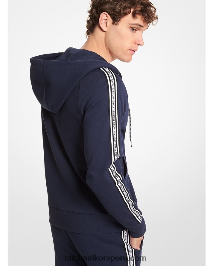 Z48V3028 medianoche hombres Michael Kors sudadera con cremallera y cinta del logo