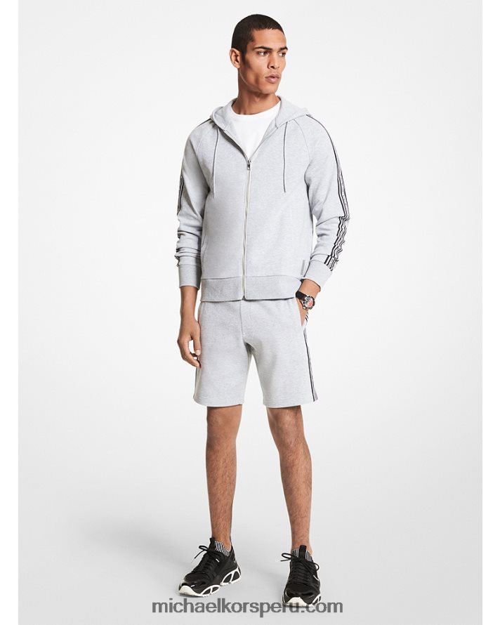 Z48V3030 cuero gris hombres Michael Kors sudadera con cremallera y cinta del logo