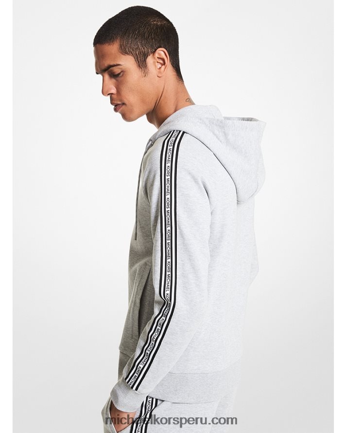 Z48V3030 cuero gris hombres Michael Kors sudadera con cremallera y cinta del logo