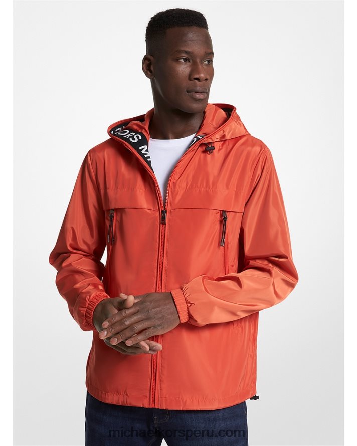 Z48V2775 especia naranja hombres Michael Kors chamarra cortavientos tejida con cinta del logo