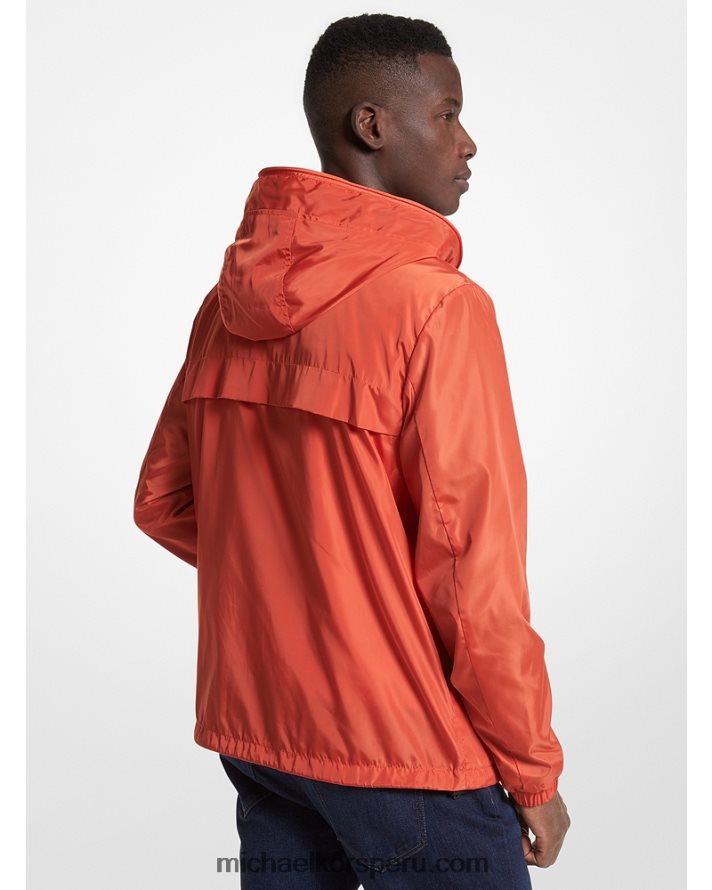 Z48V2775 especia naranja hombres Michael Kors chamarra cortavientos tejida con cinta del logo