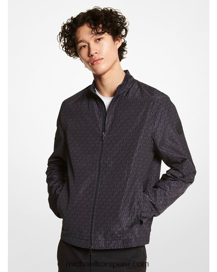 Z48V2782 negro hombres Michael Kors chaqueta de chándal con logo estampado