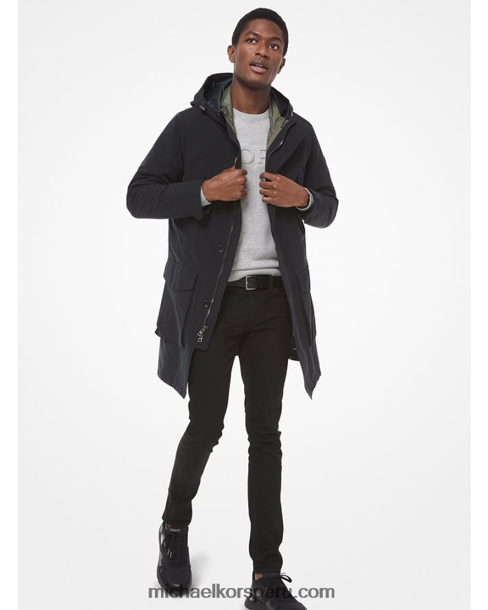 Z48V2784 negro lavado hombres Michael Kors anorak de nailon