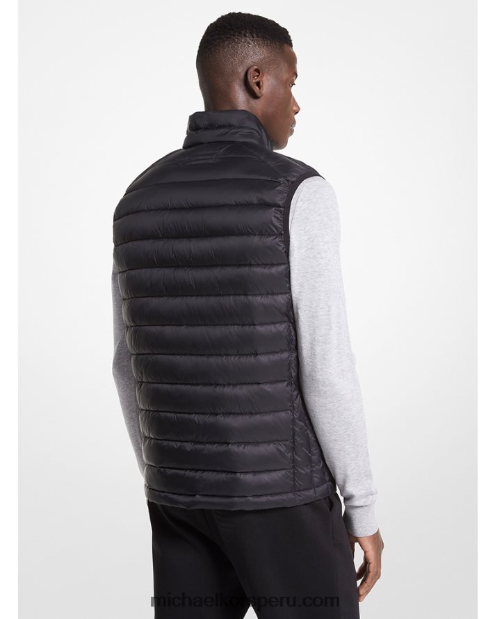 Z48V2797 negro hombres Michael Kors chaleco acolchado de nailon acolchado con cinta del logo