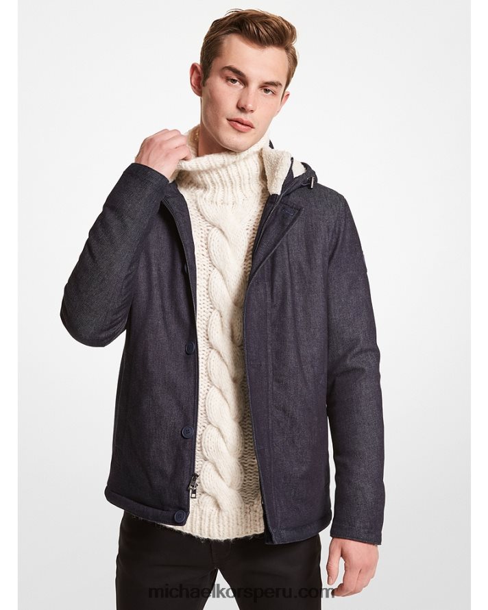 Z48V2814 índigo hombres Michael Kors parka vaquera con ribete de sherpa