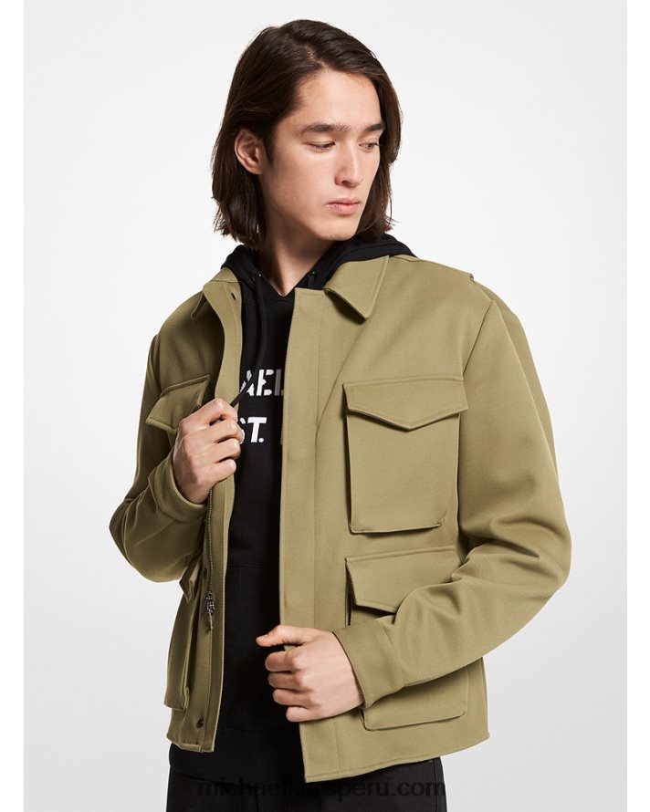 Z48V2835 aceituna ahumada hombres Michael Kors chaqueta de campaña de sarga