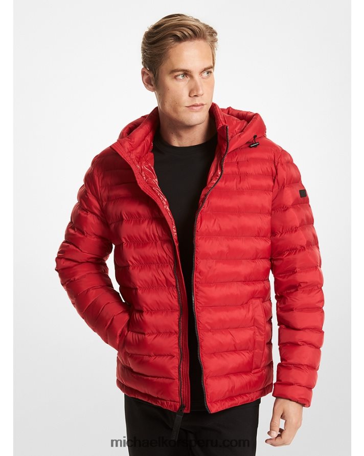 Z48V2840 carmesí hombres Michael Kors chamarra acolchada plegable