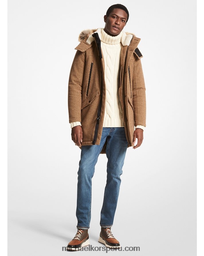 Z48V2851 caramelo hombres Michael Kors parka tejida tattersall
