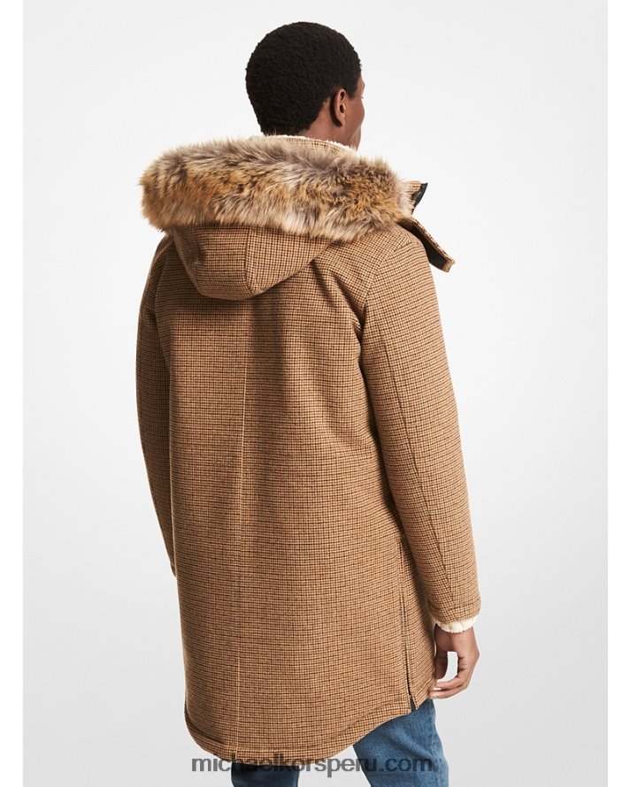 Z48V2851 caramelo hombres Michael Kors parka tejida tattersall
