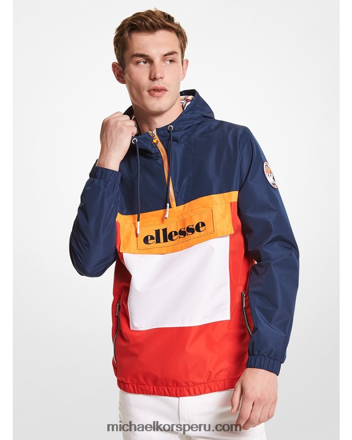 Z48V2859 vestido azul hombres Michael Kors chaqueta cortavientos tejida con bloques de color de mk and ellesse